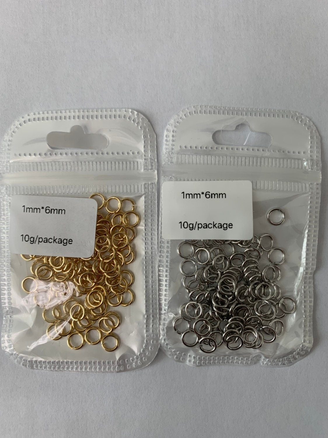 1mm x 6mm (18 gauge) 10 gr. Gold Plated Jump Ring, Rose Gold Connector, White Gold Open Jump Rings, jewelry making supplies