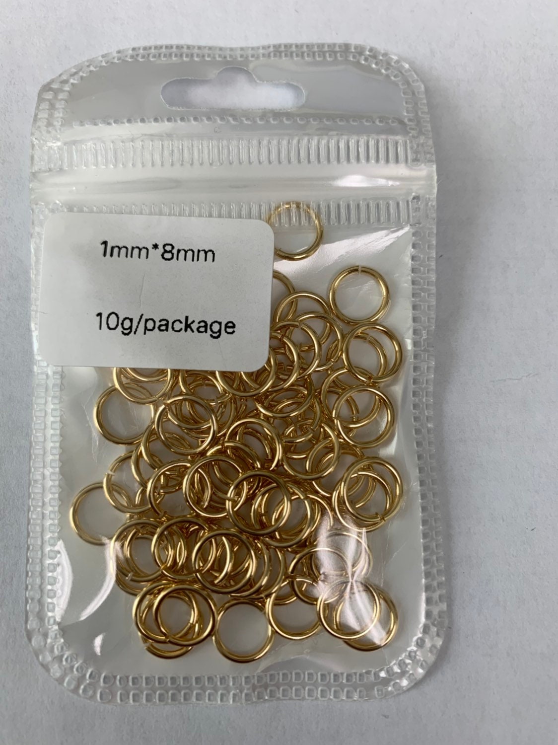 1mm x 8mm (18 gauge) 10 gr. Gold Plated Jump Ring, Rose Gold Connector, White Gold Open Jump Rings, jewelry making supplies