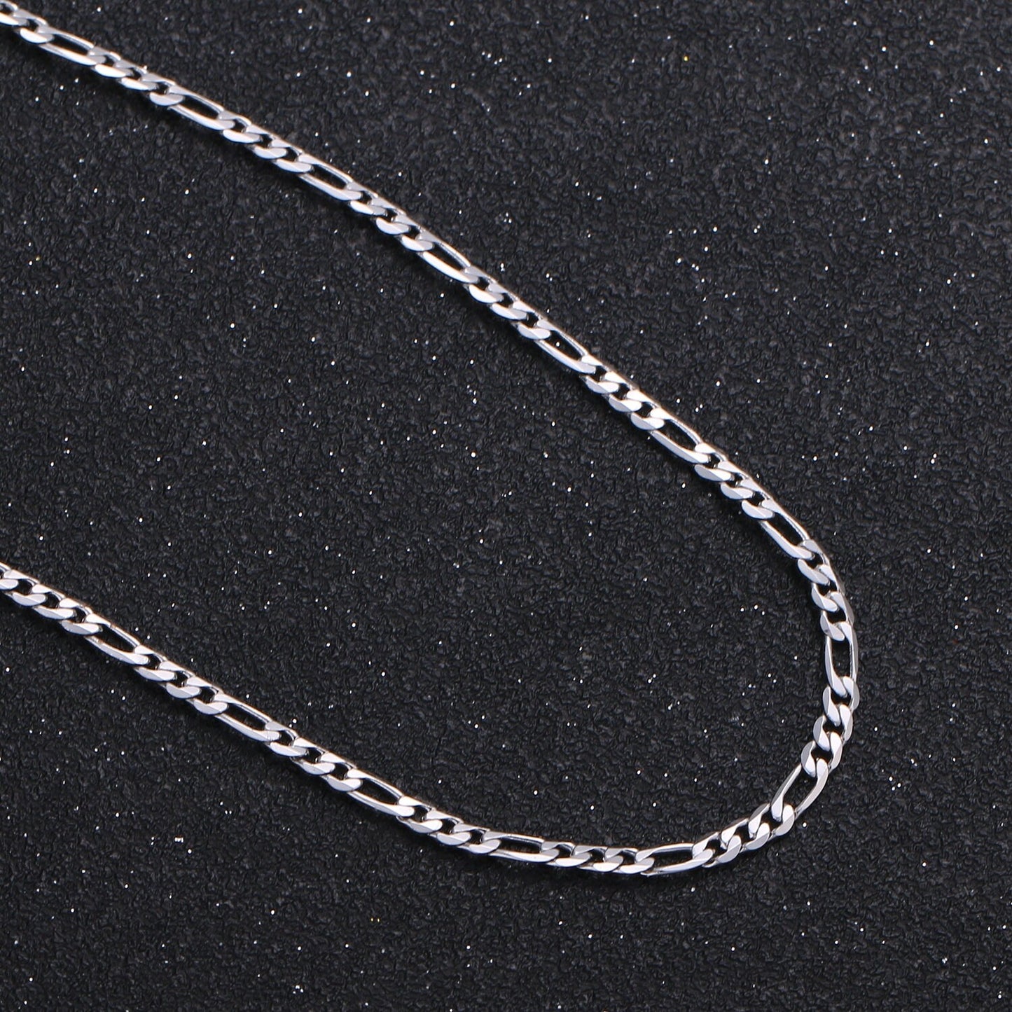 1pc 19.6'' Ready to Use White Gold Figaro Necklace Chain,Layer Figaro Chain Dainty Necklace, Pendant Charm Necklace Width: 2.5mm, 948