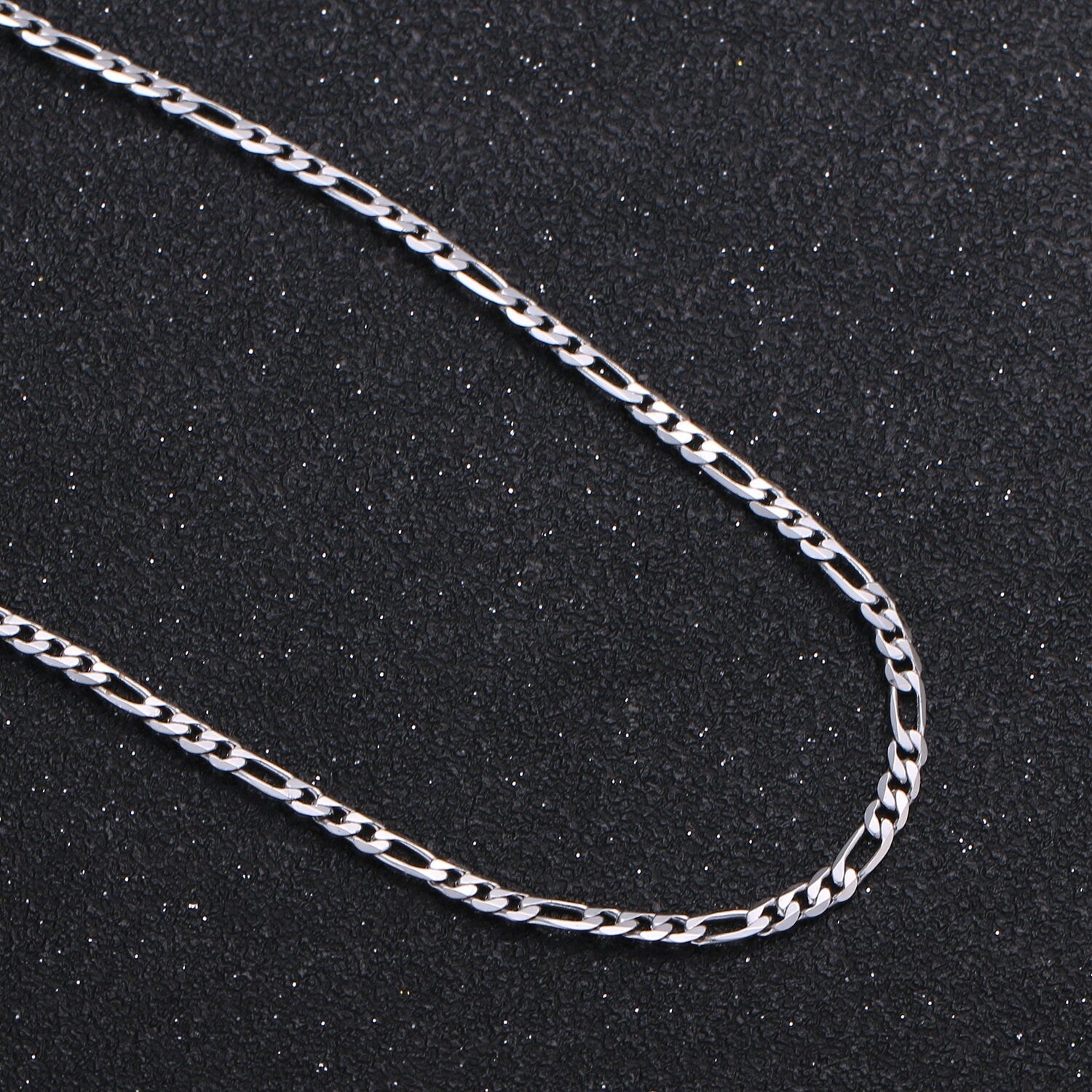 1pc 19.6'' Ready to Use White Gold Figaro Necklace Chain,Layer Figaro Chain Dainty Necklace, Pendant Charm Necklace Width: 2.5mm, 948