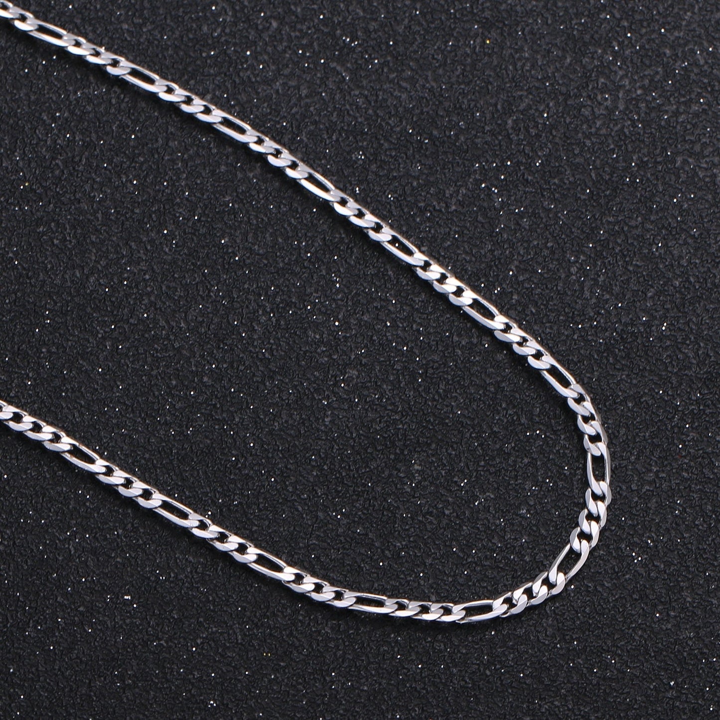 1pc 17.7'' Ready to Use White Gold Figaro Necklace Chain,Layer Figaro Chain Dainty Necklace, Pendant Charm Necklace Width: 3.1mm, 947