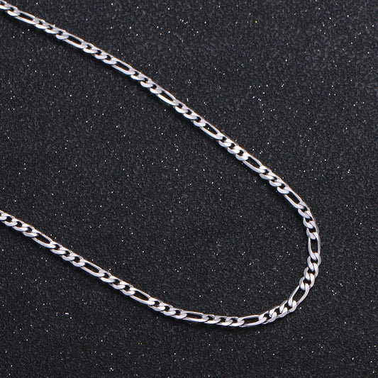 1pc 17.7'' Ready to Use White Gold Figaro Necklace Chain,Layer Figaro Chain Dainty Necklace, Pendant Charm Necklace Width: 3.1mm, 947