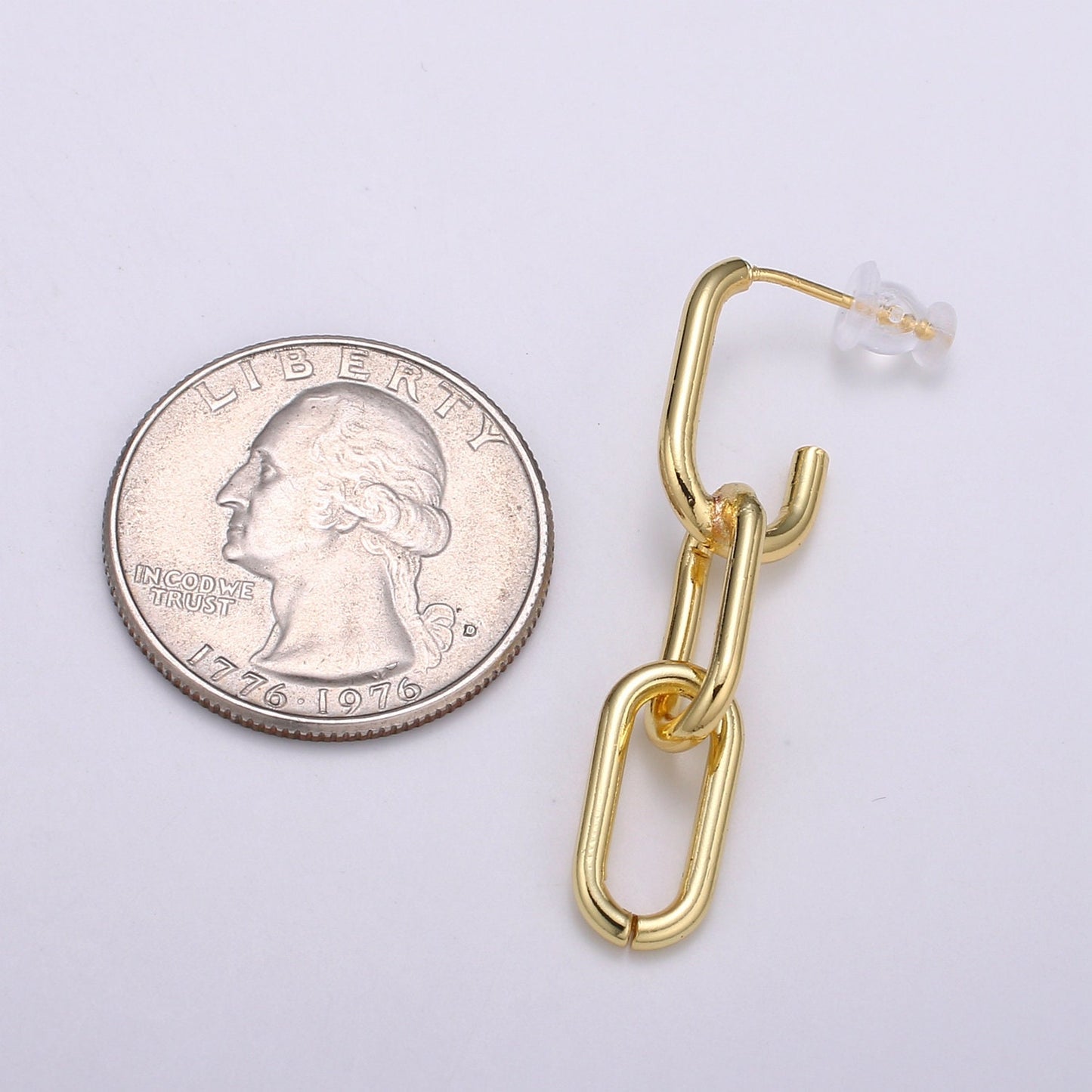 Paper Clip Design 24K Gold filled Stud Earring, Gold filled Zero Earring for DIY Earring Craft Supply Jewelry Making, EARR-1386, Q-408