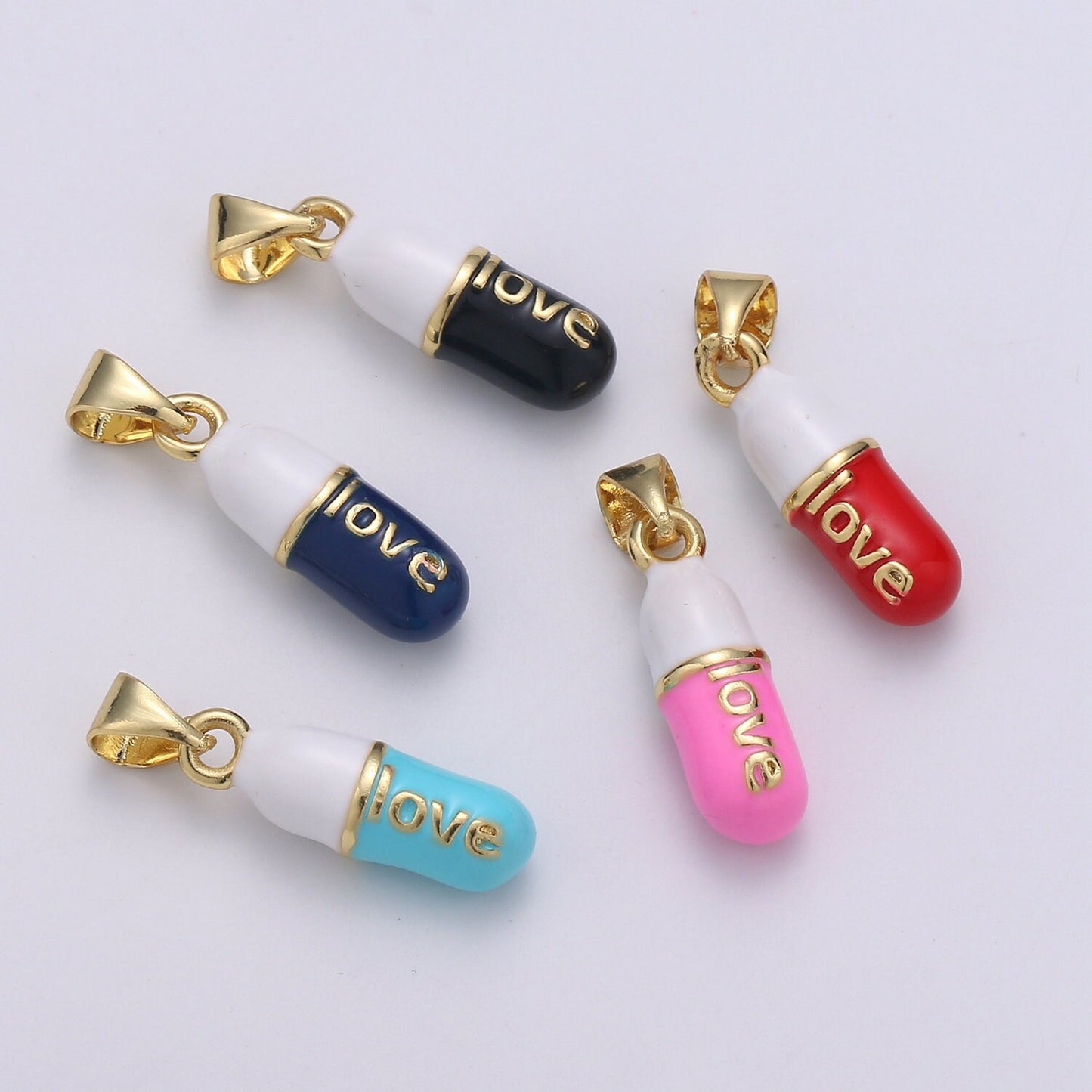 1pc. LOVE Choose Color Pill Charm Necklace, Dainty Word Charm,Love Pill Charm Necklace Pendant Hope Optimist Minimalist Jewelry PDGF-2081