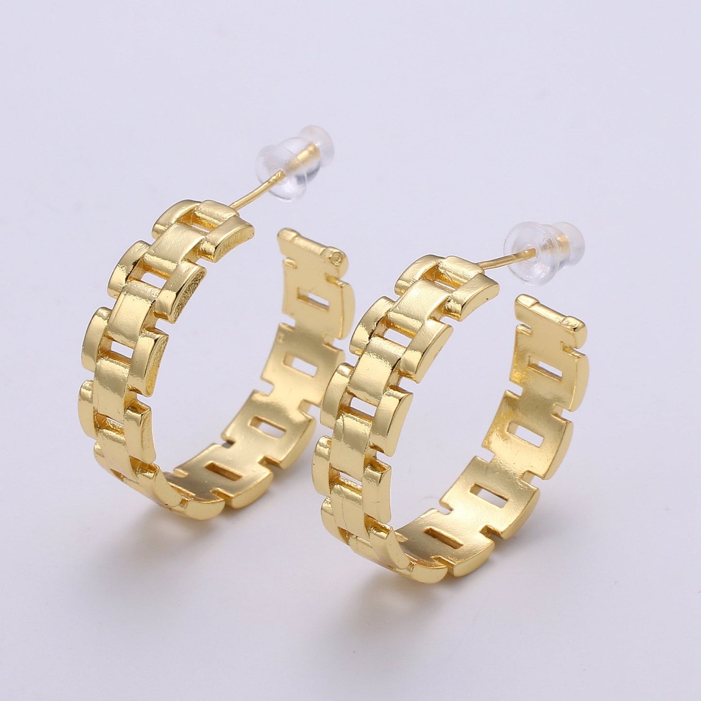 Panther Link Design 24K Gold Stud Earring, Gold filled Zero Earring for DIY Earring Craft Supply Jewelry Making, EARR-1384
