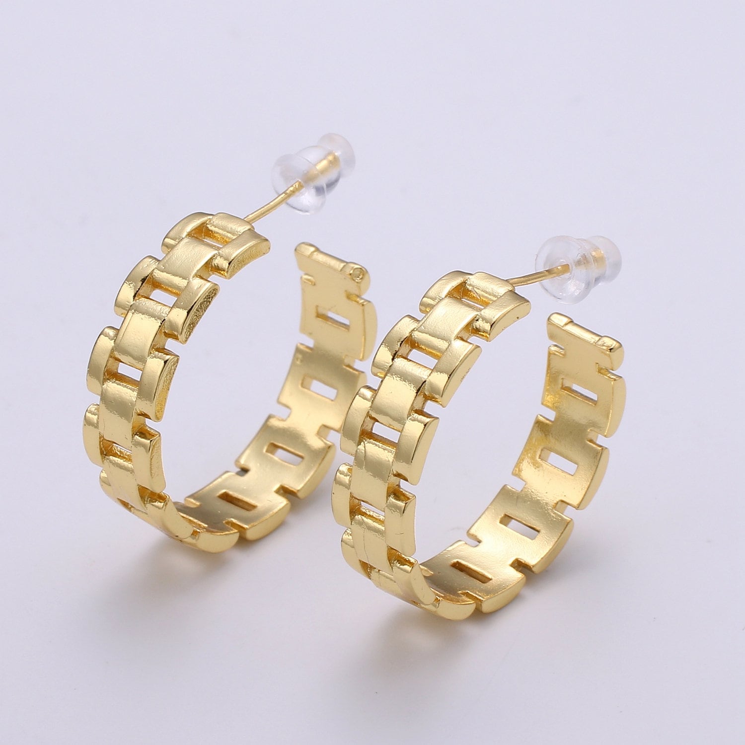 Panther Link Design 24K Gold Stud Earring, Gold filled Zero Earring for DIY Earring Craft Supply Jewelry Making, EARR-1384