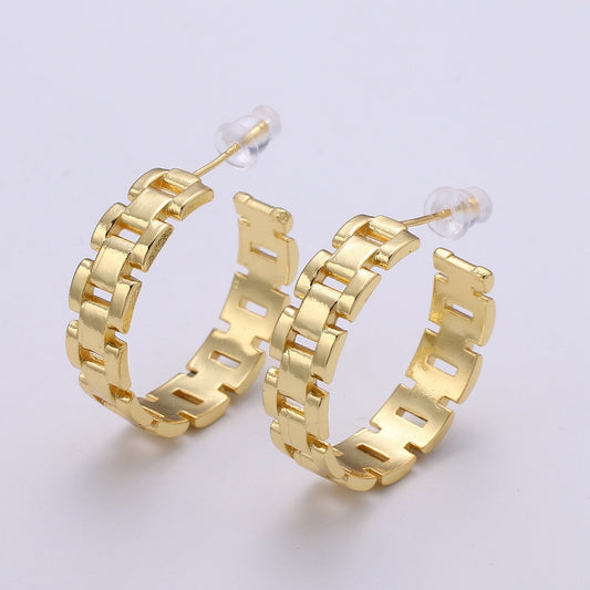 Panther Link Design 24K Gold Stud Earring, Gold filled Zero Earring for DIY Earring Craft Supply Jewelry Making, EARR-1384