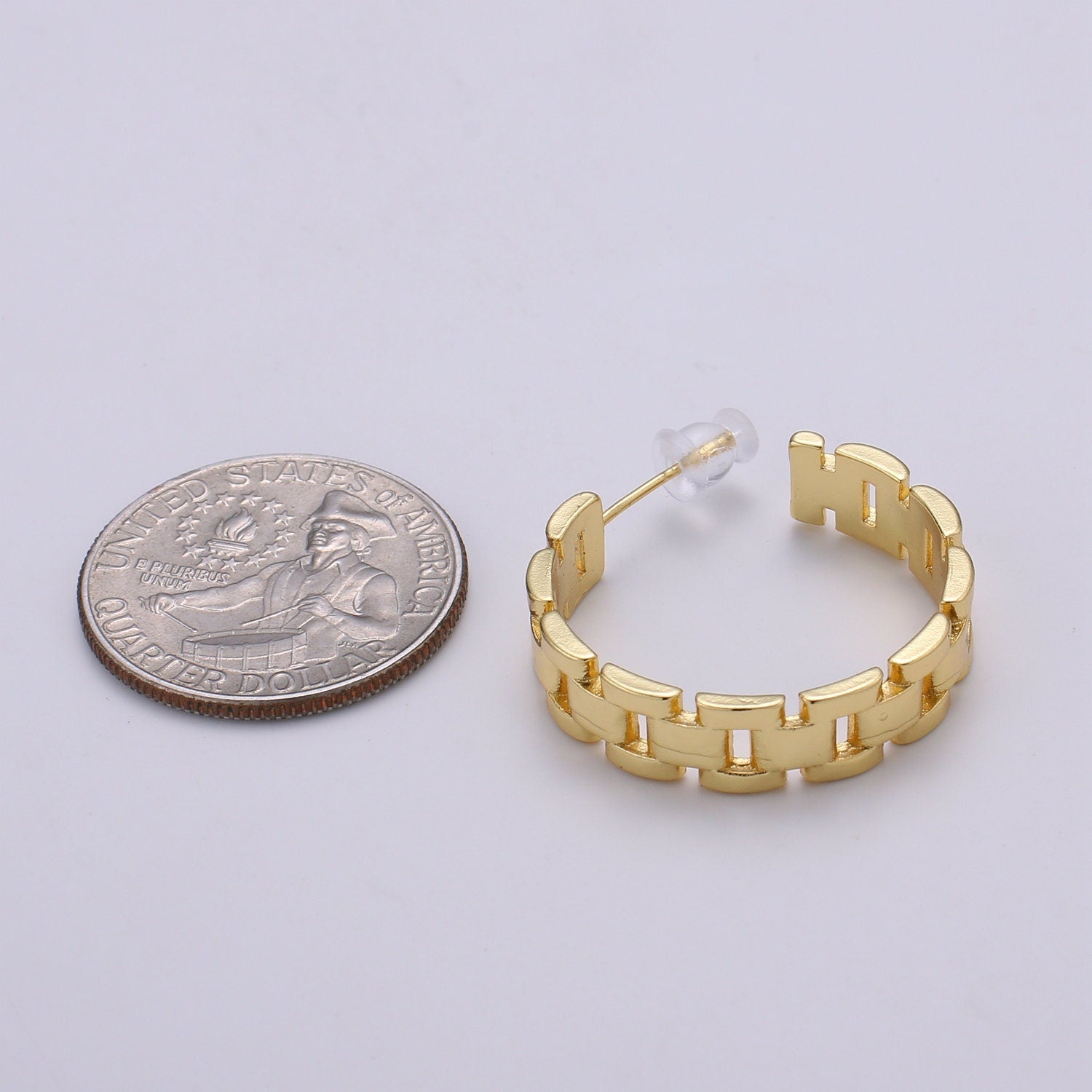 Panther Link Design 24K Gold Stud Earring, Gold filled Zero Earring for DIY Earring Craft Supply Jewelry Making, EARR-1384