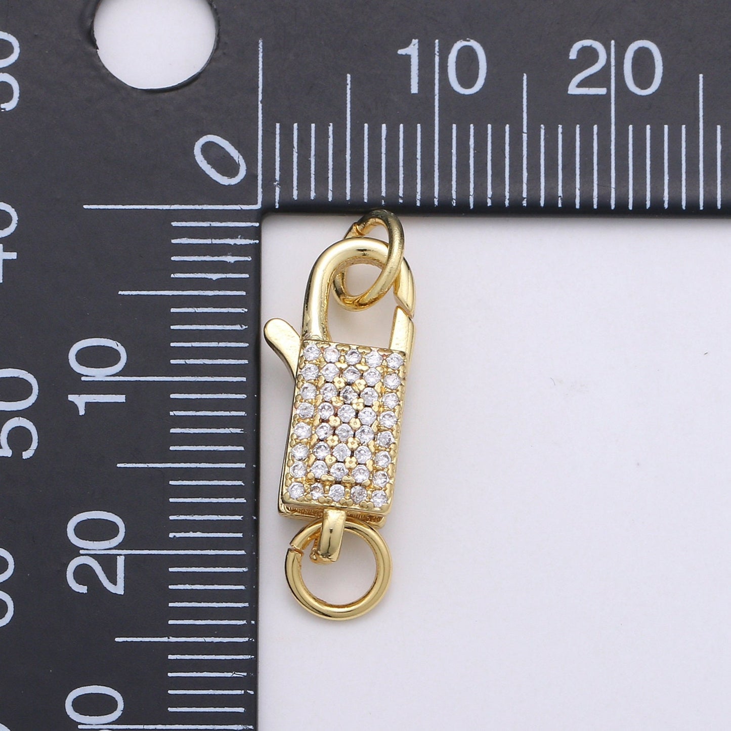 14k Gold CZ Micro Pave Clasp Rectangle Lock Clasp, Interlock Micro pave Clasp Fastener for Bracelet Necklace, SUPP-730