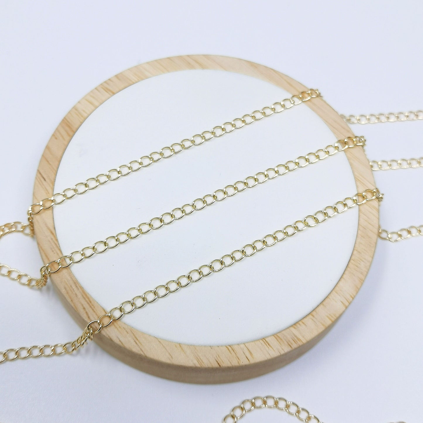 22K Gold Thin Cuban Curb Chain by Yard, Cuban Curb Chain by Foot, Wholesale bulk Roll Chain for Jewelry Making, Thickness 0.7mm, 388