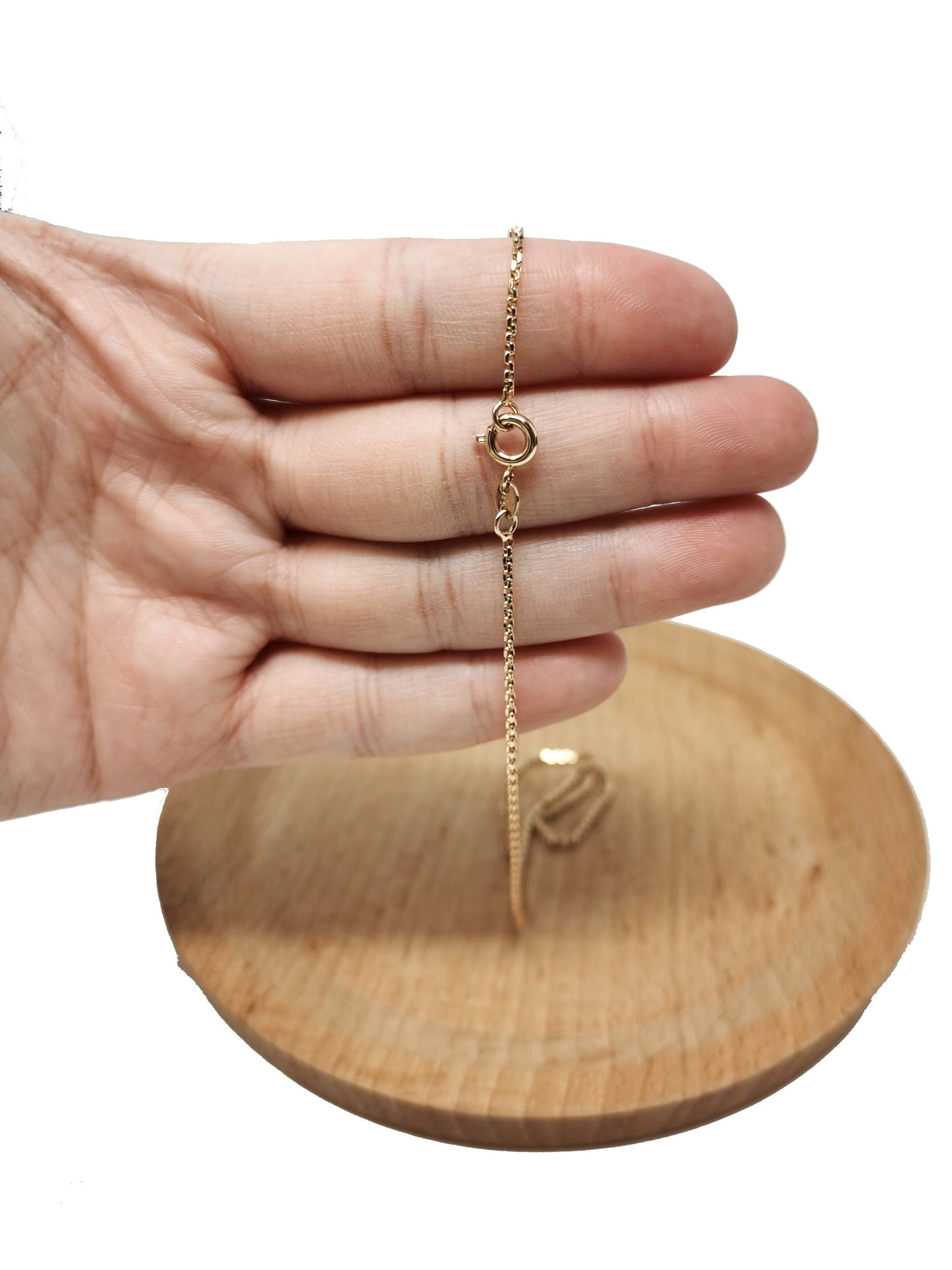 1pc 15.5'' ready to wear 18k Gold Square Box Chain Necklace, Layering Dainty Box Chain For Jewelry Making with Pendant Charm, CH-731