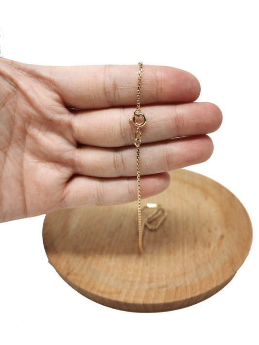 1pc 15.5'' ready to wear 18k Gold Square Box Chain Necklace, Layering Dainty Box Chain For Jewelry Making with Pendant Charm, CH-731