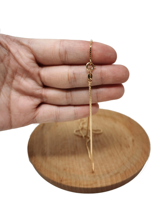 1pc Dainty 17.7''x0.6mm thick ready to wear 18k Gold Filled Rolo Box Chain Necklace, Layering Dainty Box Chain For Jewelry Making Charm, 744