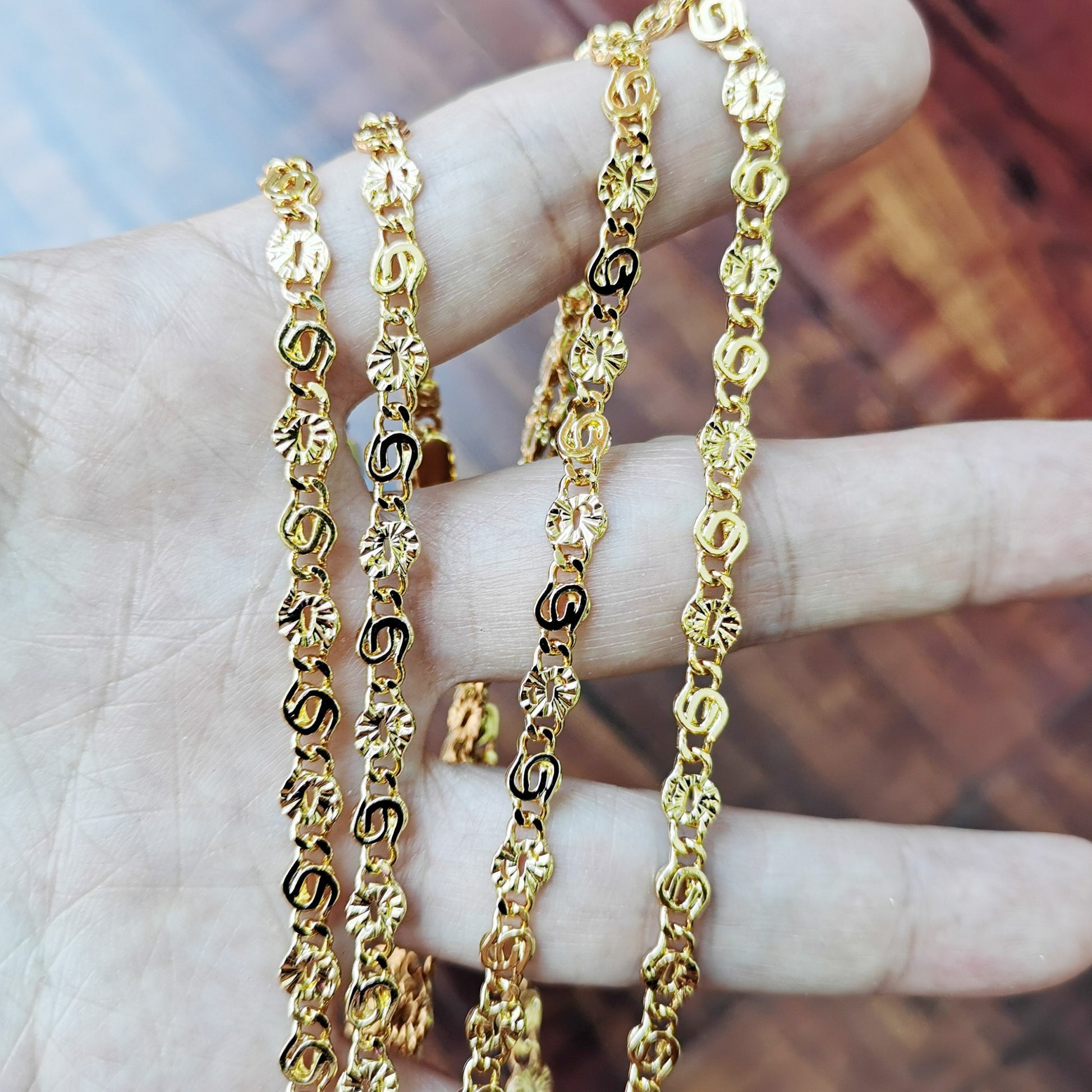 1pc 19.5'' Ready to Use Gold Plated Lock C Sunburst Necklace Chain,Layering Unique Chain Bold Necklace,Perfect forPendant Charm Necklace,756