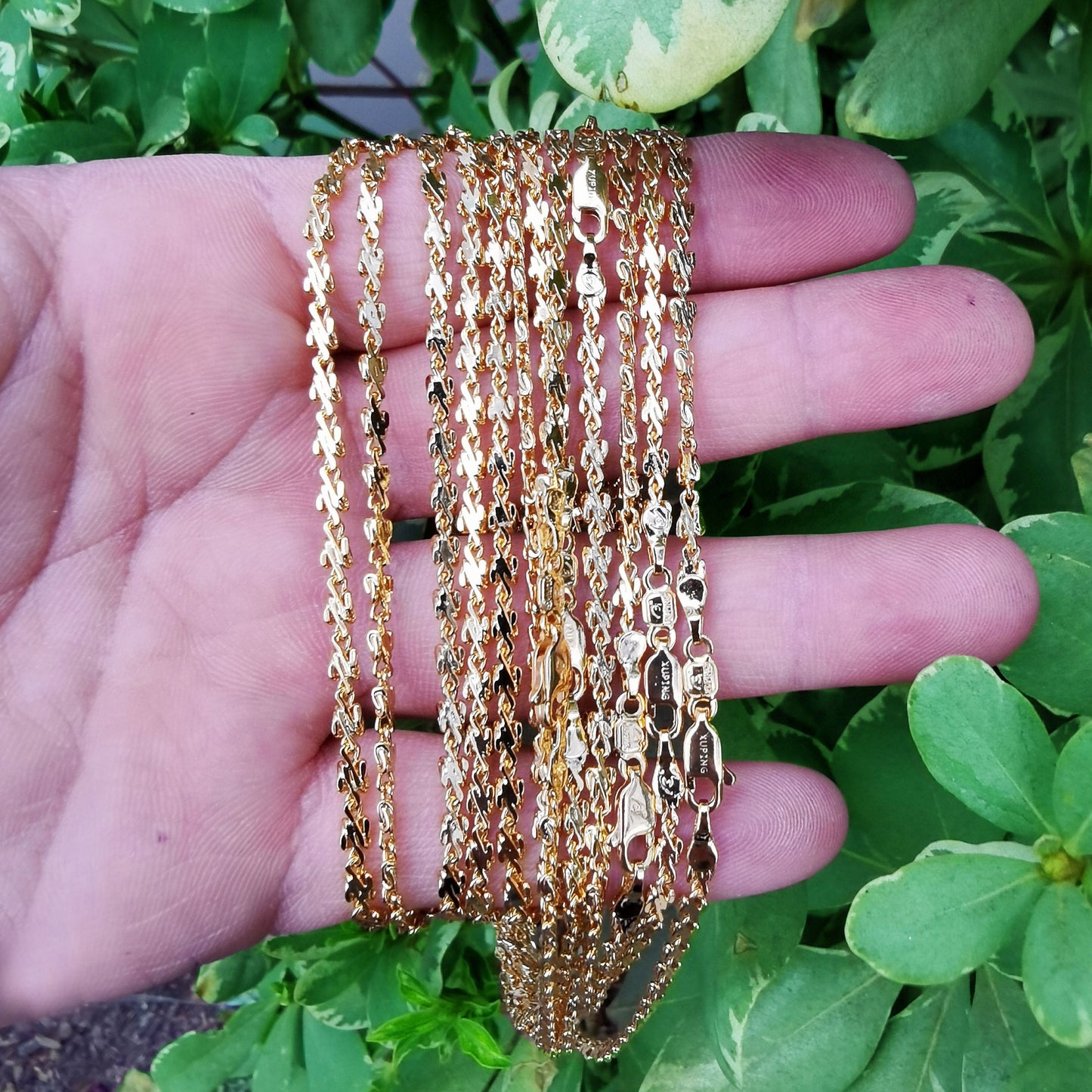 1pc 23.6'' Ready to Use 24K Gold Unique Necklace Chain, Layering Cactus Link Bold Necklace, Perfect for Pendant Necklace, 827