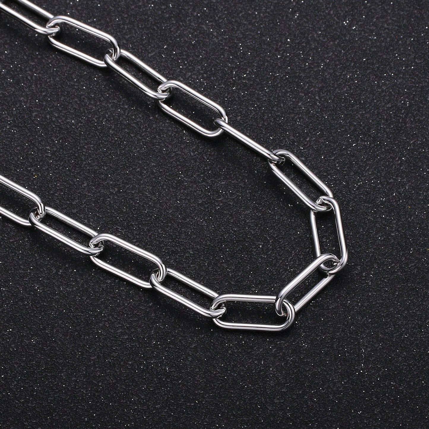 White Gold Paper Clip Chain by Yard, Link Chain , Wholesale bulk Roll Chain for Jewelry Making, Size 17.2x7.1mm, ROLL-381