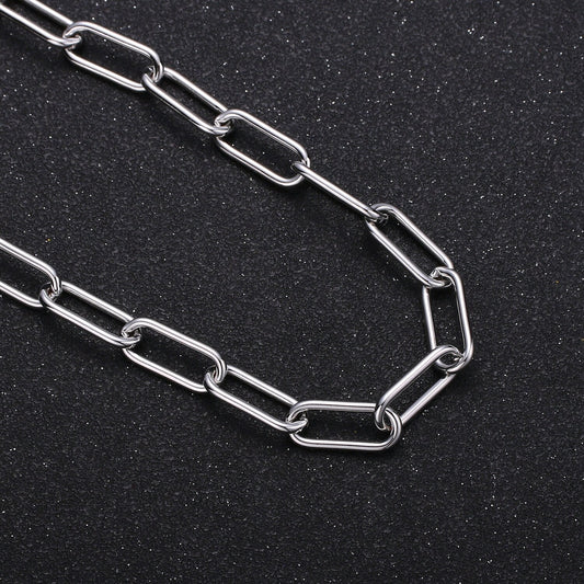White Gold Paper Clip Chain by Yard, Link Chain , Wholesale bulk Roll Chain for Jewelry Making, Size 17.2x7.1mm, ROLL-381