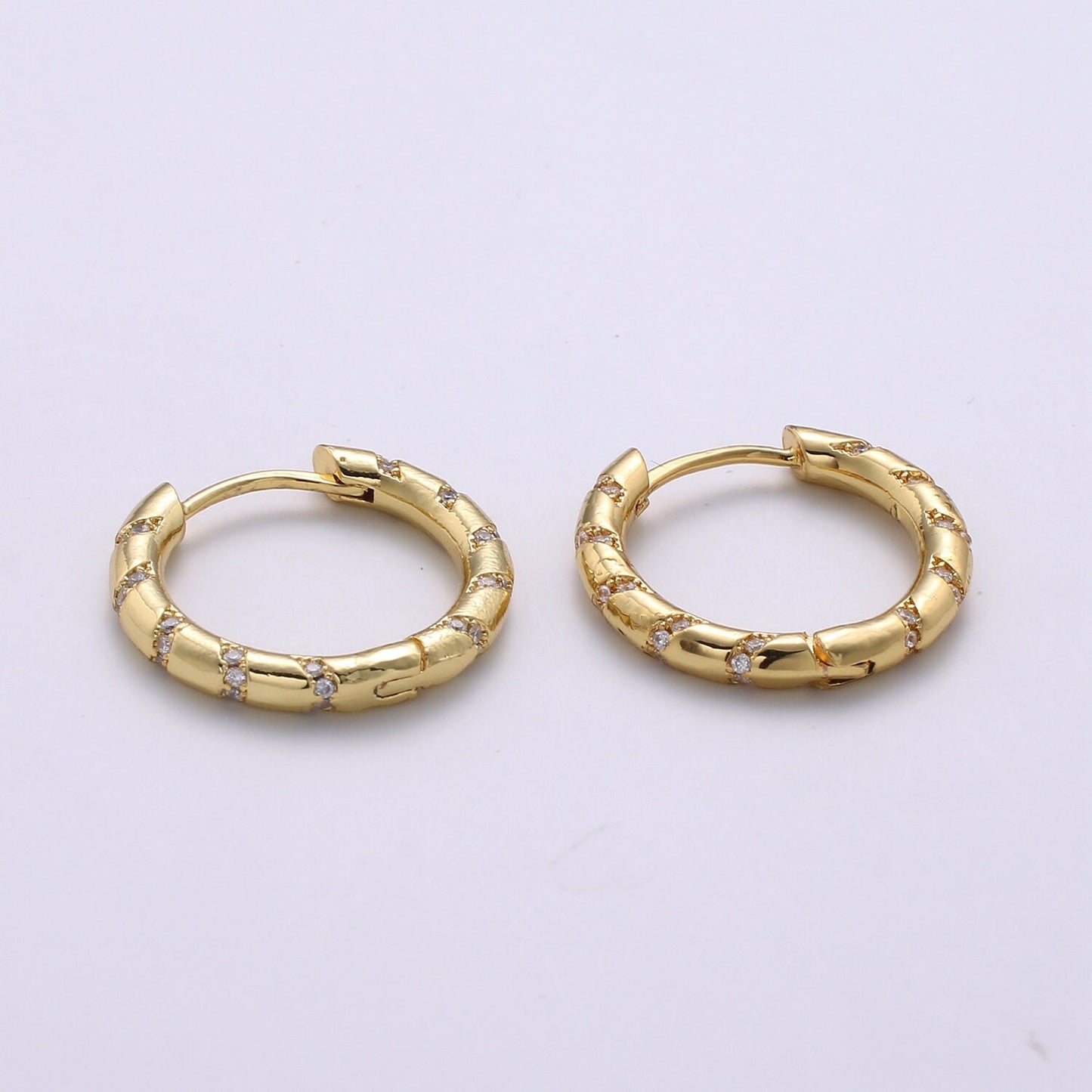 1 pair Hoops - Pink,Teal,Blue,Green,Clear, Multi-color Zirconia or White Gold CZ earrings - 24K Gold Huggie hoops EARRING-1133 - 1139