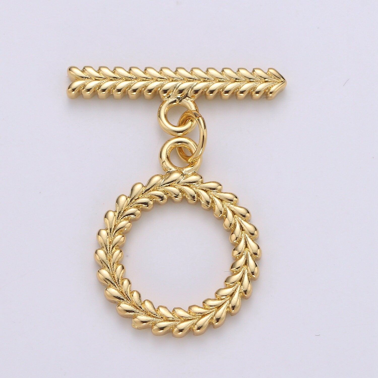 1 Set 15mm 24K Gold Wreath Toggle Clasp with jump ring chose color-Gold, Black, Rosegold, Silver SUPP-1044, 1045,1046, 1047
