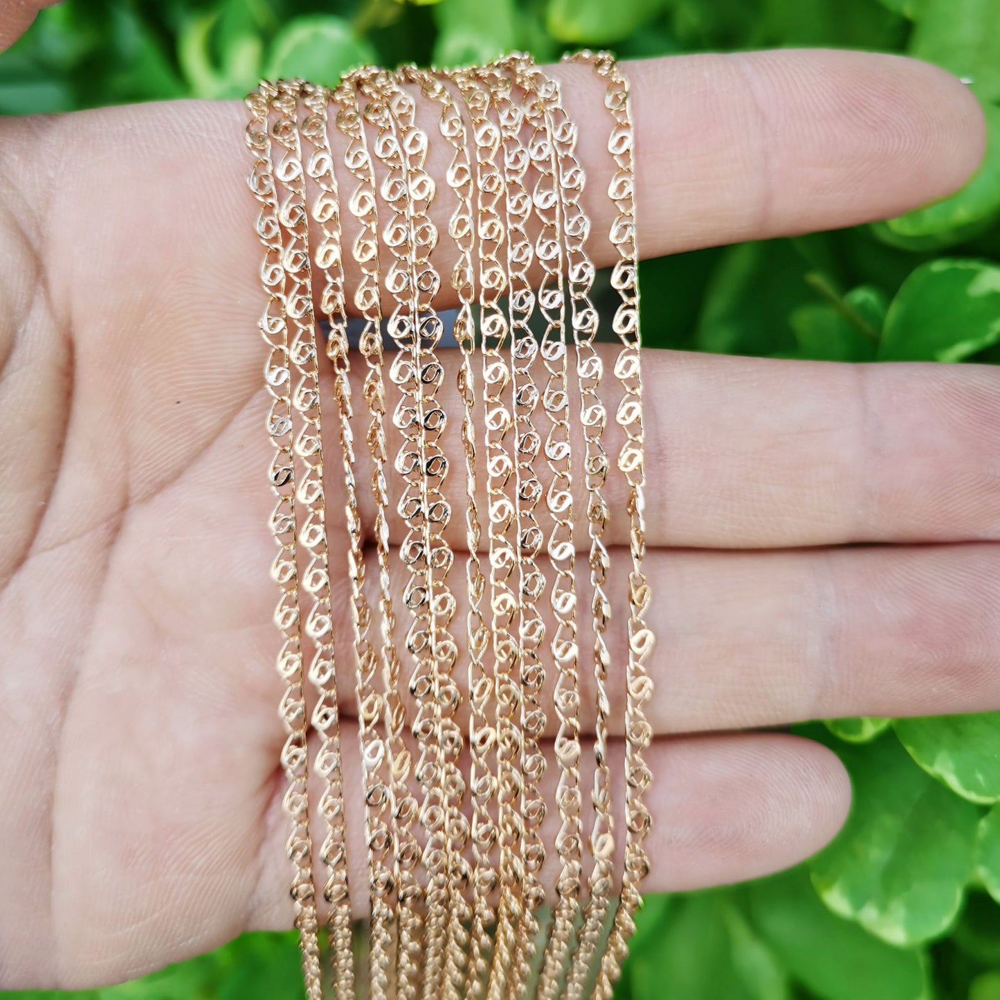 1pc 17.9' Ready to Use 18K Gold France Lace Necklace Chain, Layering Unique Chain Dainty For Pendant Charm Necklace Making, 822