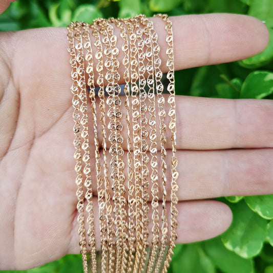 1pc 17.9' Ready to Use 18K Gold France Lace Necklace Chain, Layering Unique Chain Dainty For Pendant Charm Necklace Making, 822