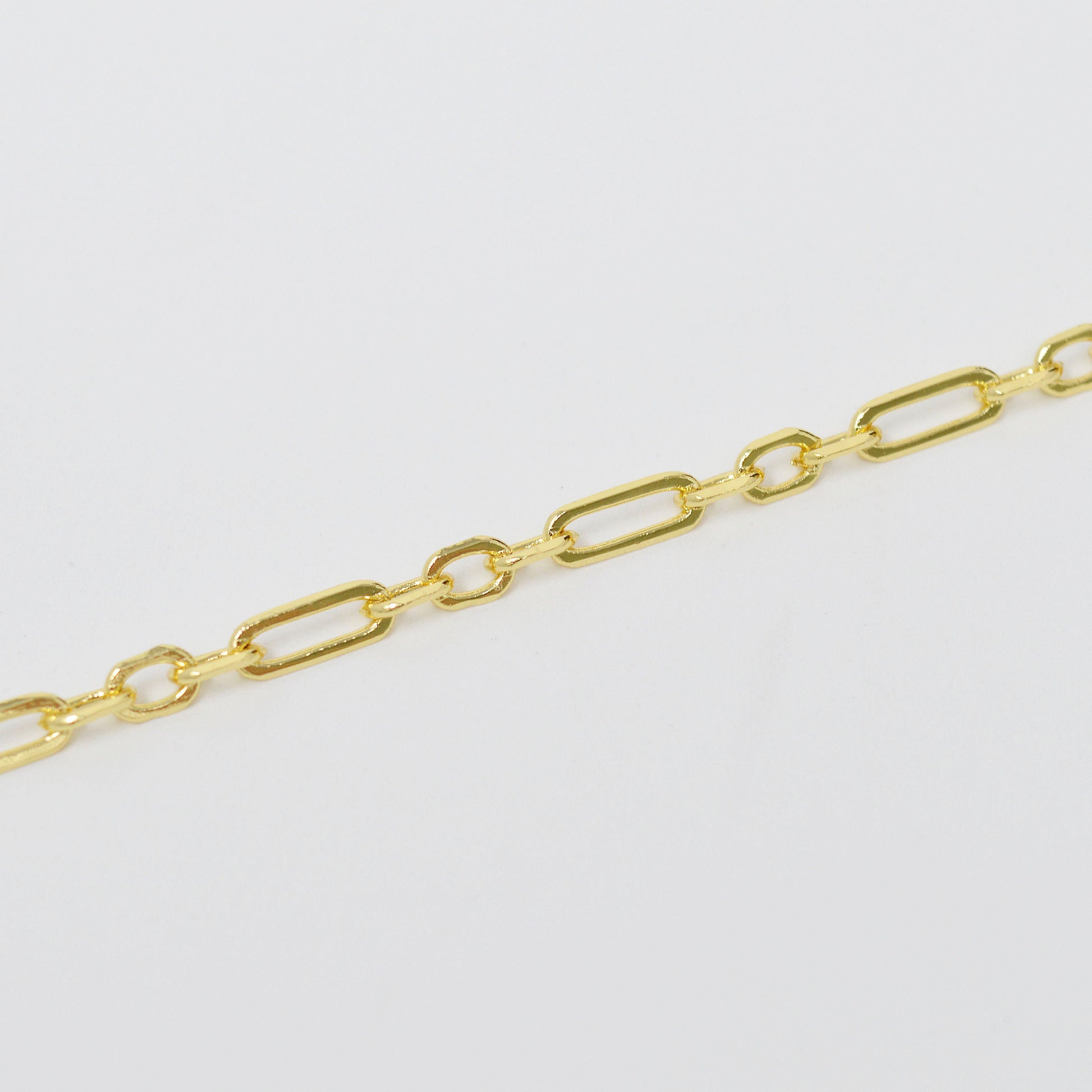 Gold Rolo Stadium Cable Paperclip Chain by Yard, Link Cable Rolo Elongate Chain Wholesale bulk Roll Chain for Jewelry Making, 435