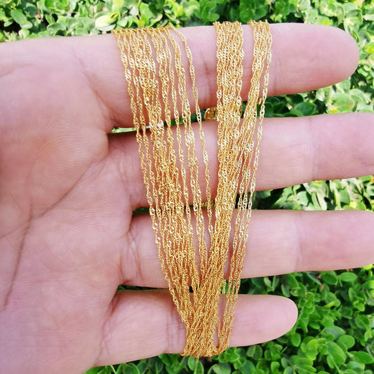1pc 13.9'' Ready to Use 24K Gold Singapore Necklace Chain, Layering Spiral Chain Dainty Necklace, Perfect for Pendant Necklace, 863