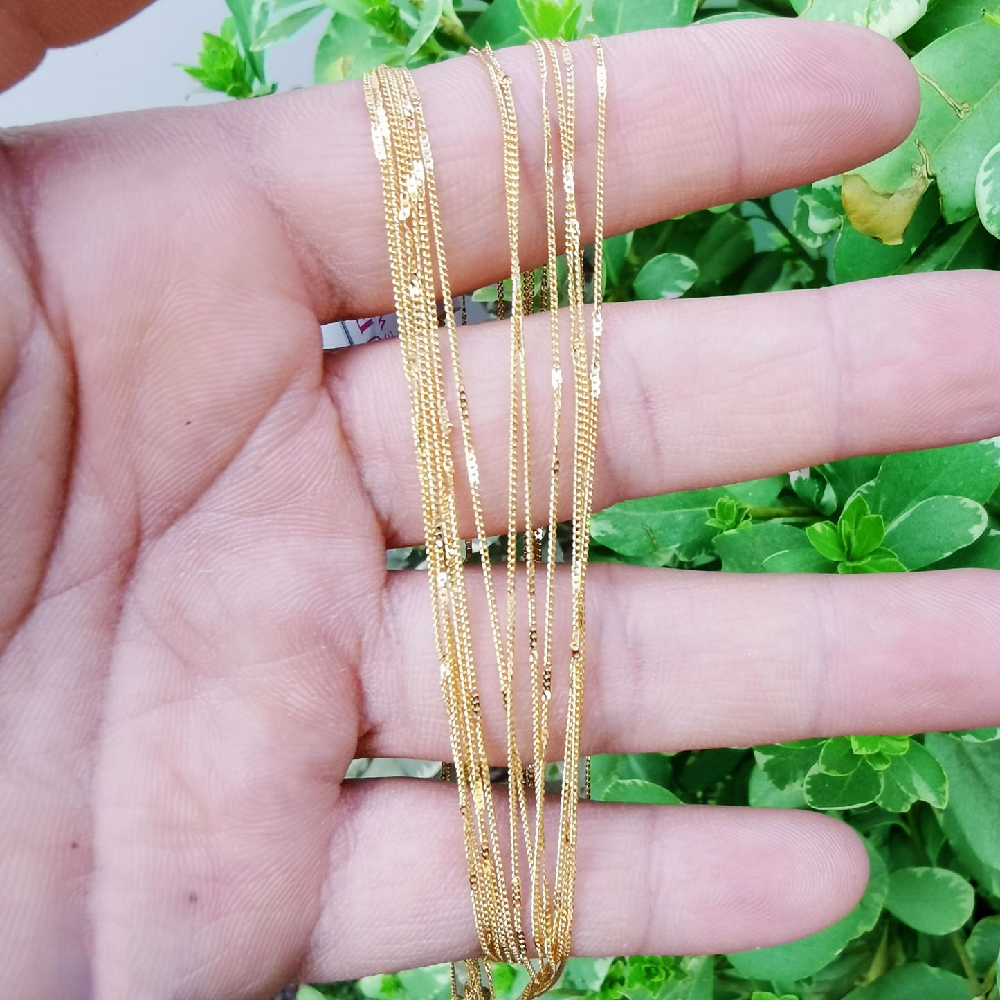 20.5'' Ready to Use 24K Gold Cuban Curb Necklace Chain, Layer Cuban Curb Dainty Necklace, For Necklace, Width is 0.6mm,CH-829