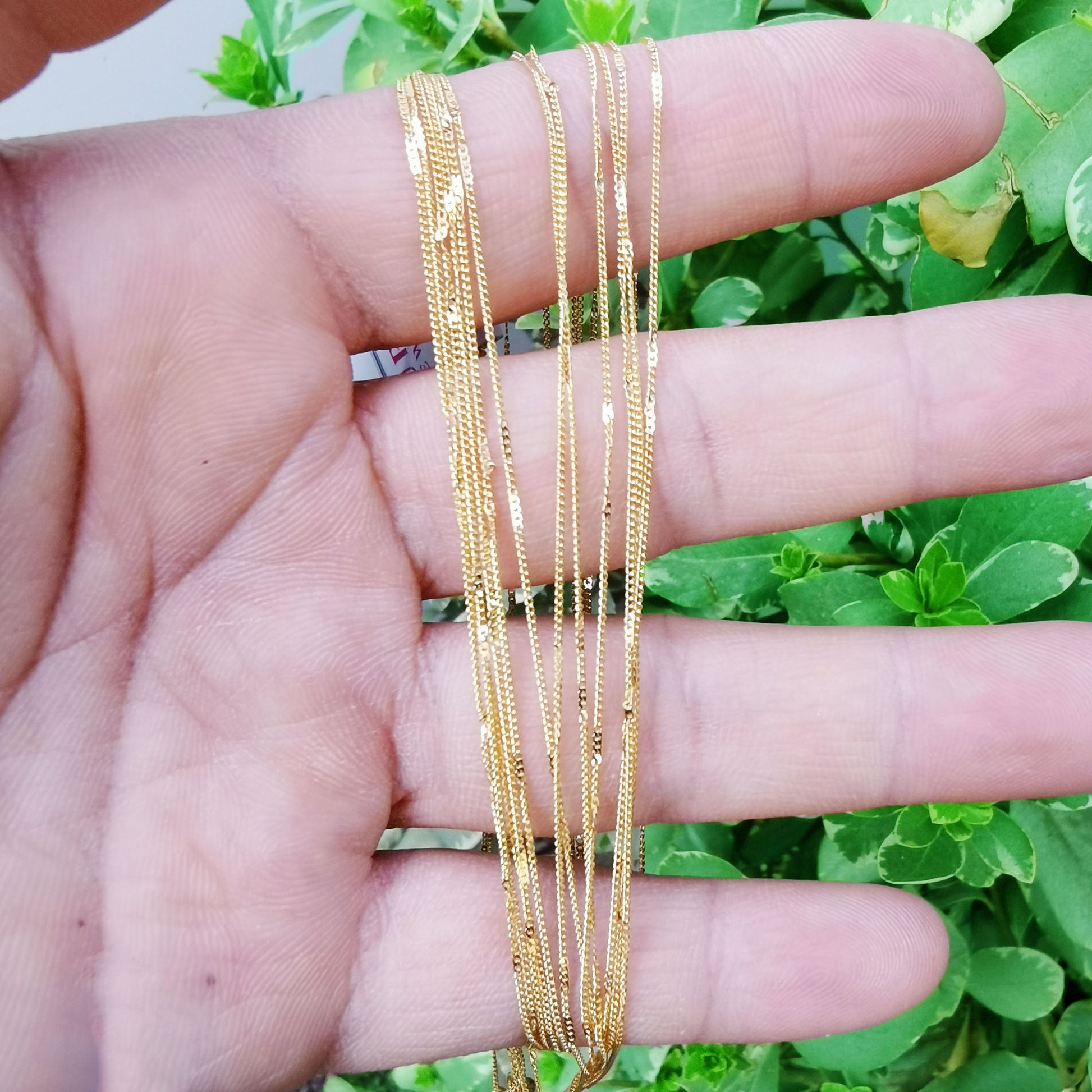 20.5'' Ready to Use 24K Gold Cuban Curb Necklace Chain, Layer Cuban Curb Dainty Necklace, For Necklace, Width is 0.6mm,CH-829