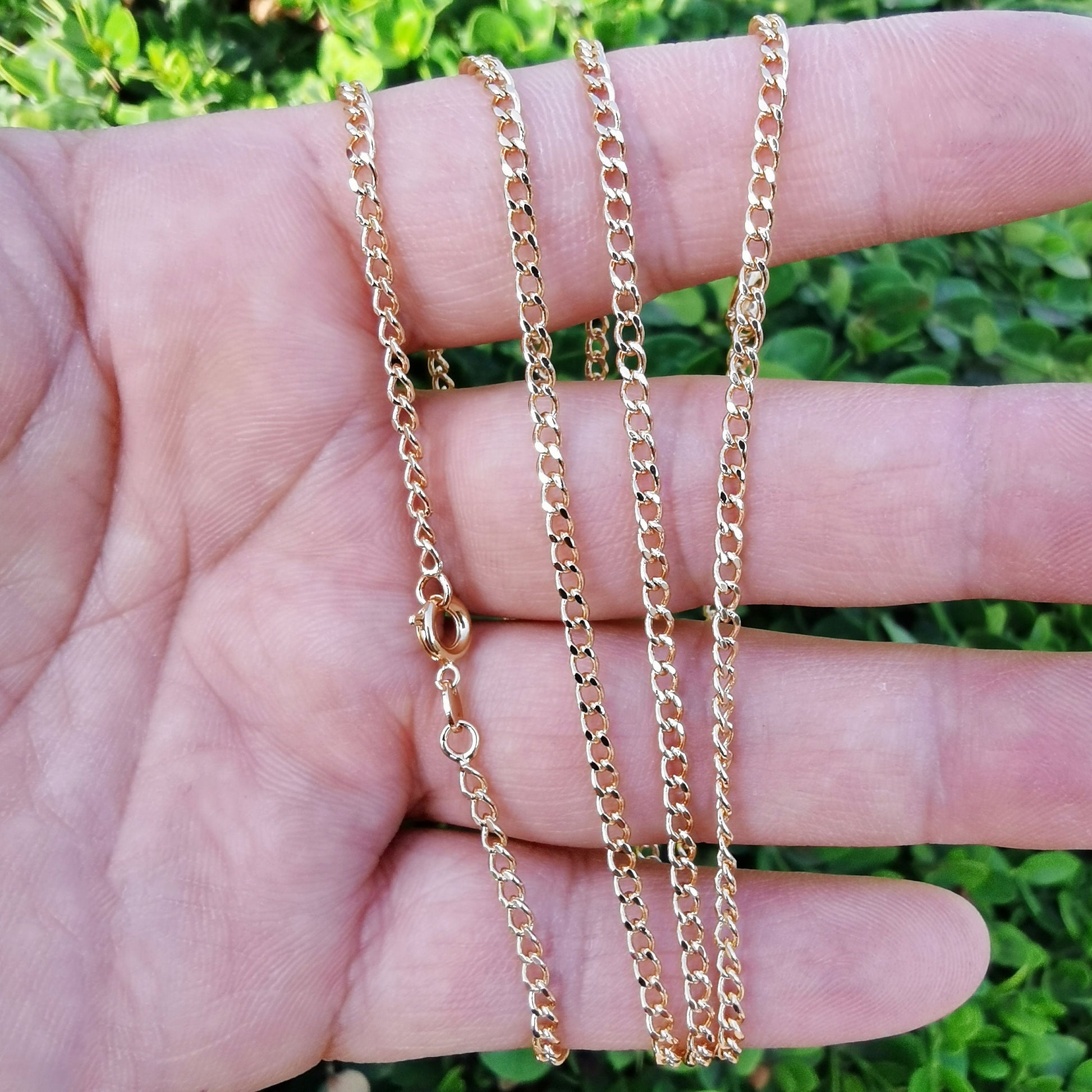 1pc 17.5'' Ready to Use 18K Gold Cuban Curb Necklace Chain, Layering Curb Chain Dainty Necklace, For Pendant Charm Necklace,CH-867