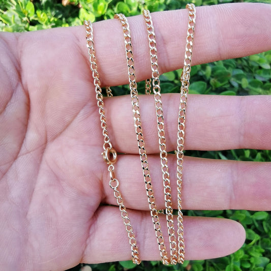 1pc 17.5'' Ready to Use 18K Gold Cuban Curb Necklace Chain, Layering Curb Chain Dainty Necklace, For Pendant Charm Necklace,CH-867
