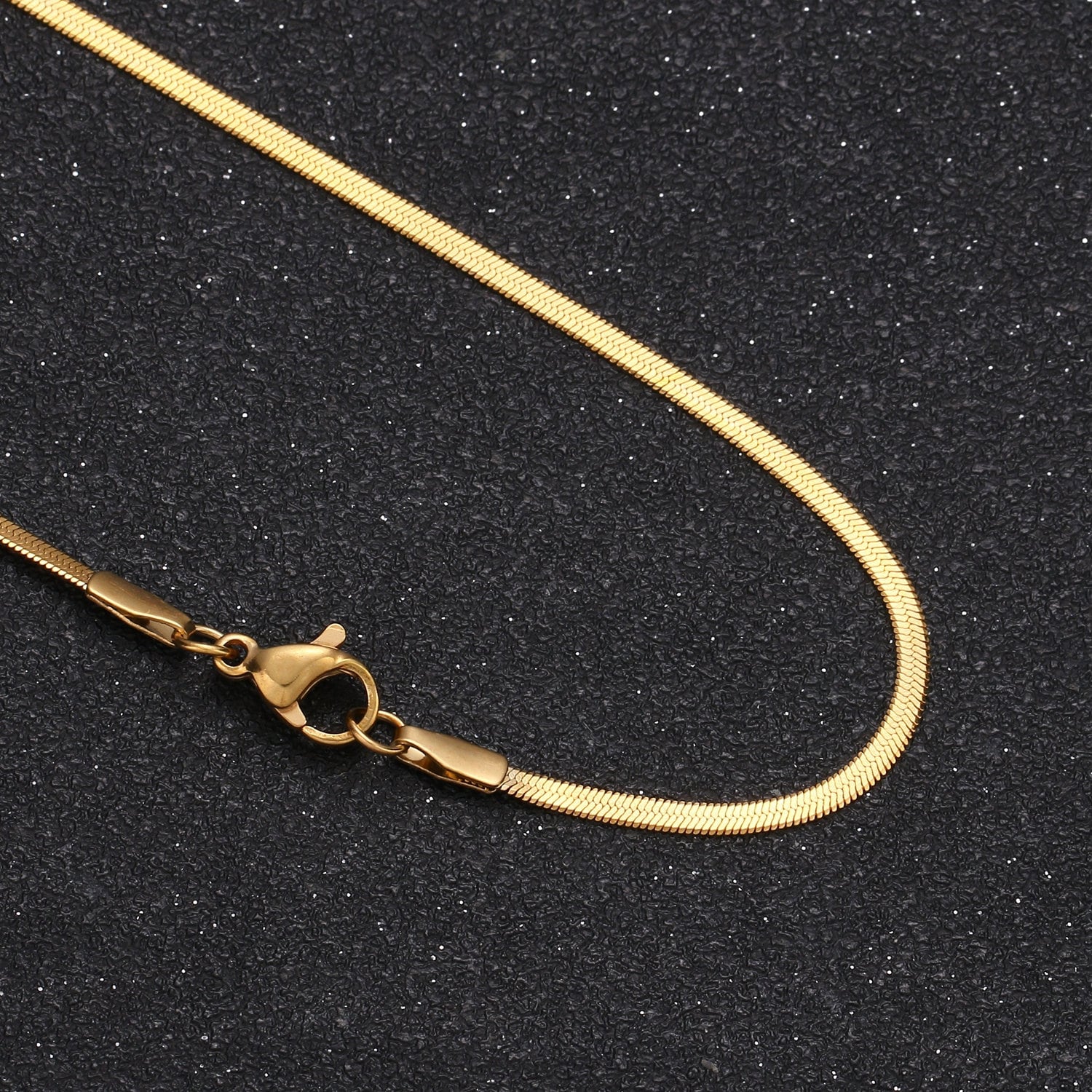 1pc 17.7" - 2mm Ready to Use Herringbone Necklace Chain,Layering Chain Dainty Necklace,For Pendant Charm Necklace Making, 24k- 915