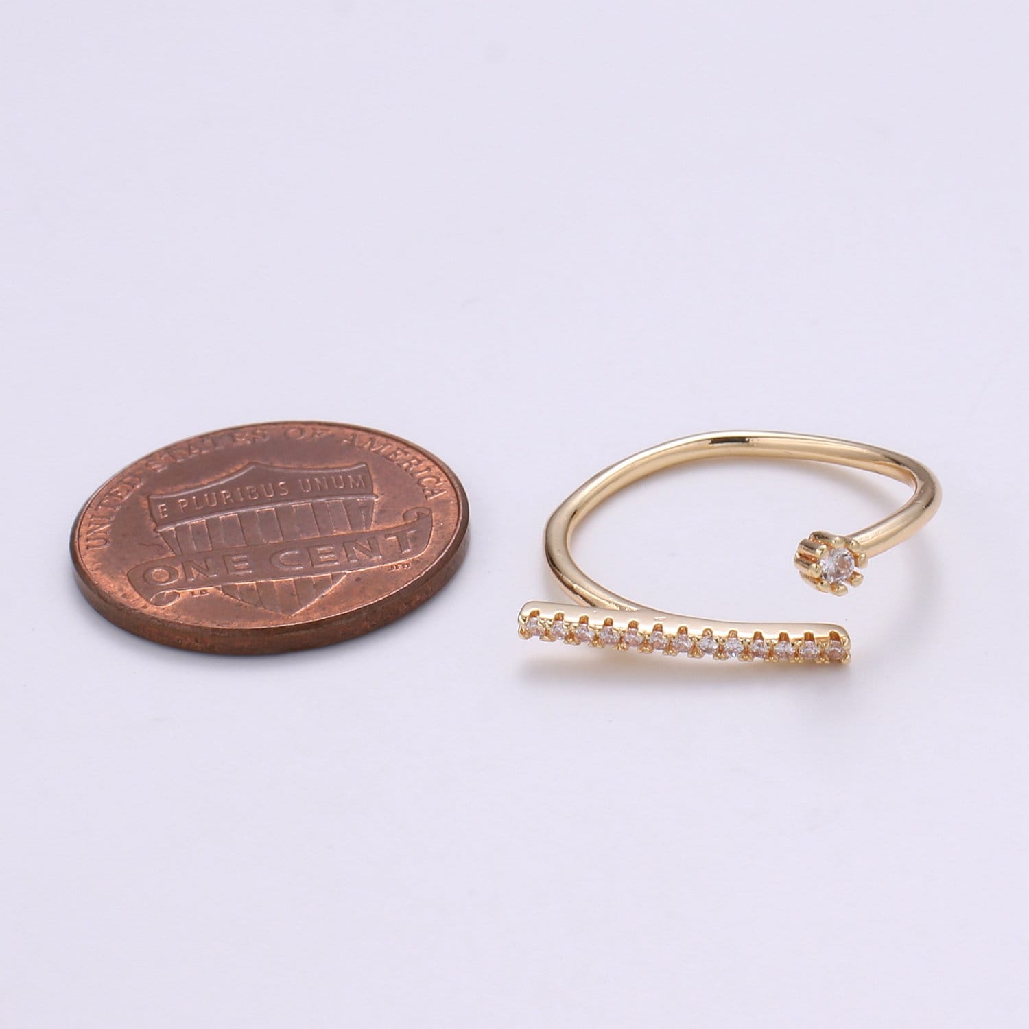 1pc Pave Dainty CZ Gold Ring, Adjustable Gold Ring, Simple Ring, Clear Cubic Zirconia Ring- 277