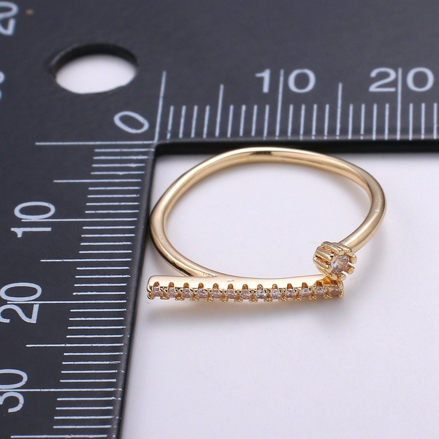 1pc Pave Dainty CZ Gold Ring, Adjustable Gold Ring, Simple Ring, Clear Cubic Zirconia Ring- 277