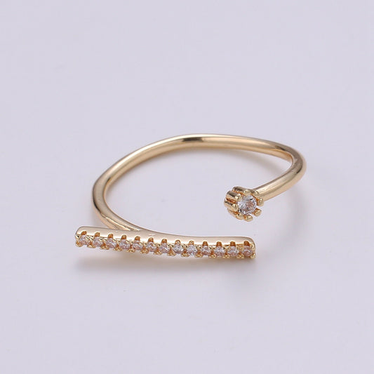 1pc Pave Dainty CZ Gold Ring, Adjustable Gold Ring, Simple Ring, Clear Cubic Zirconia Ring- 277