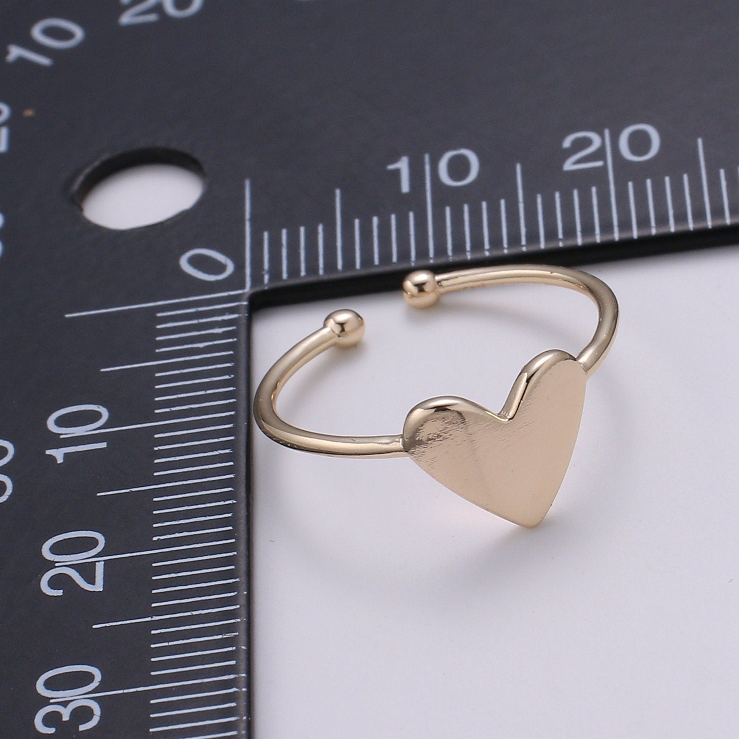 1pc Heart 18k Gold Ring, Adjustable Gold Love Ring, Simple Heart Ring, Valentine Ring- 270