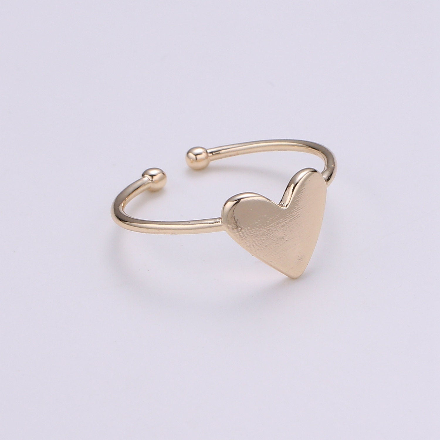 1pc Heart 18k Gold Ring, Adjustable Gold Love Ring, Simple Heart Ring, Valentine Ring- 270
