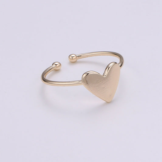 1pc Heart 18k Gold Ring, Adjustable Gold Love Ring, Simple Heart Ring, Valentine Ring- 270