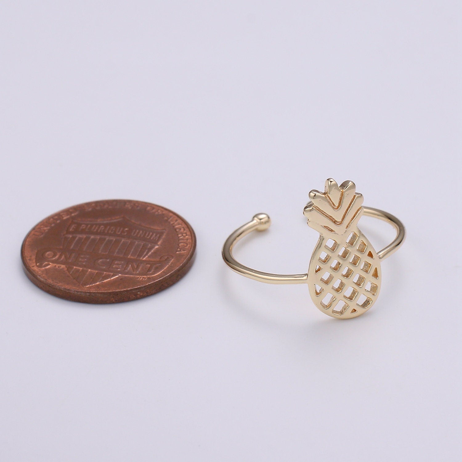 1pc Pineapple Ring 18k Gold Ring, Adjustable Gold Dole Ring, Simple Pina Ring, Tropical Fruit Ring- 258