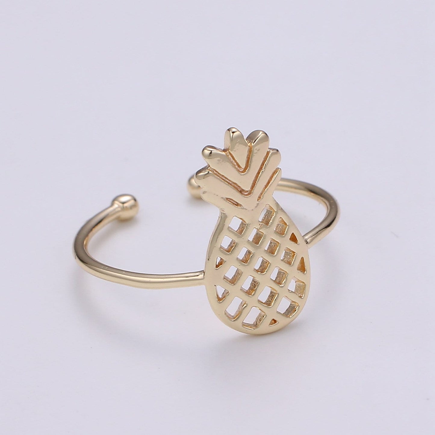 1pc Pineapple Ring 18k Gold Ring, Adjustable Gold Dole Ring, Simple Pina Ring, Tropical Fruit Ring- 258