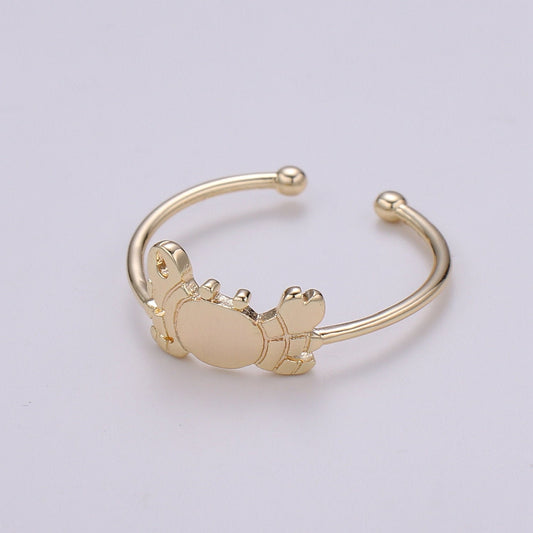 1pc King Crab 18k Gold Ring, Adjustable Gold Curb Ring, Simple Ocean Life Ring, The Animal Ring- 261