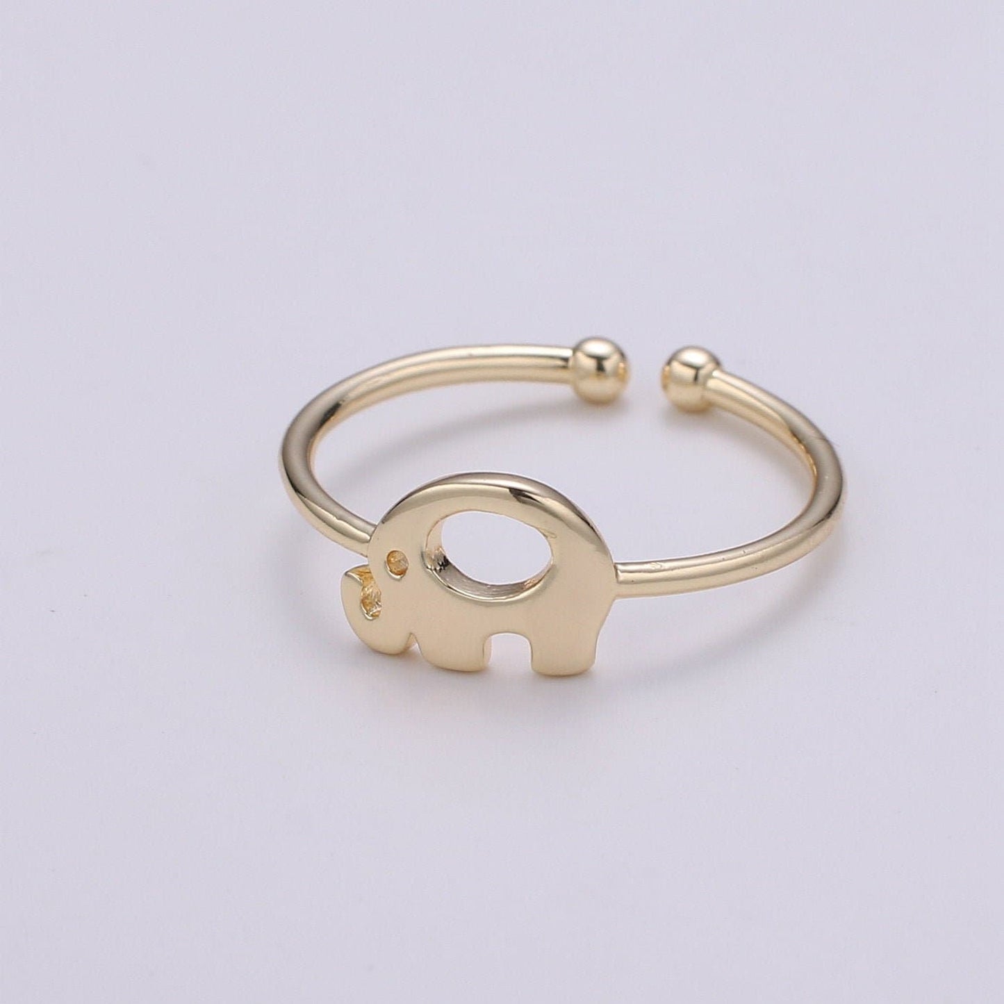 1pc Elephant 18k Gold Ring, Adjustable Gold Curb Ring, Simple Animal Ring, The Forest Ring- 266