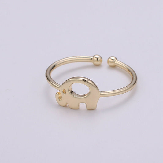 1pc Elephant 18k Gold Ring, Adjustable Gold Curb Ring, Simple Animal Ring, The Forest Ring- 266