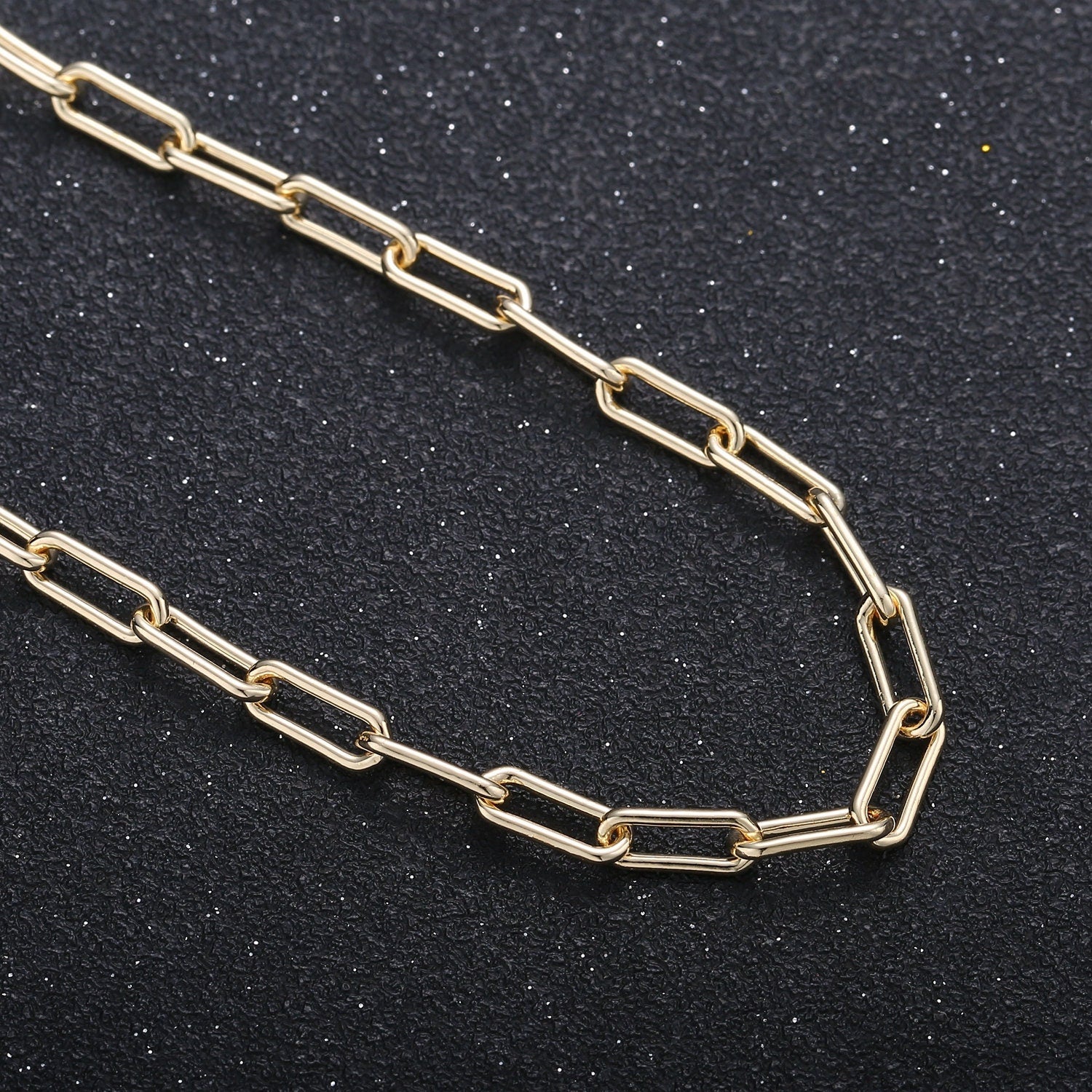 16K Gold Plated Paperclip Rolo Cable Chain by Yard, Gold Cable Rolo Chain by Foot, Thicknest 1mm, Roll-309