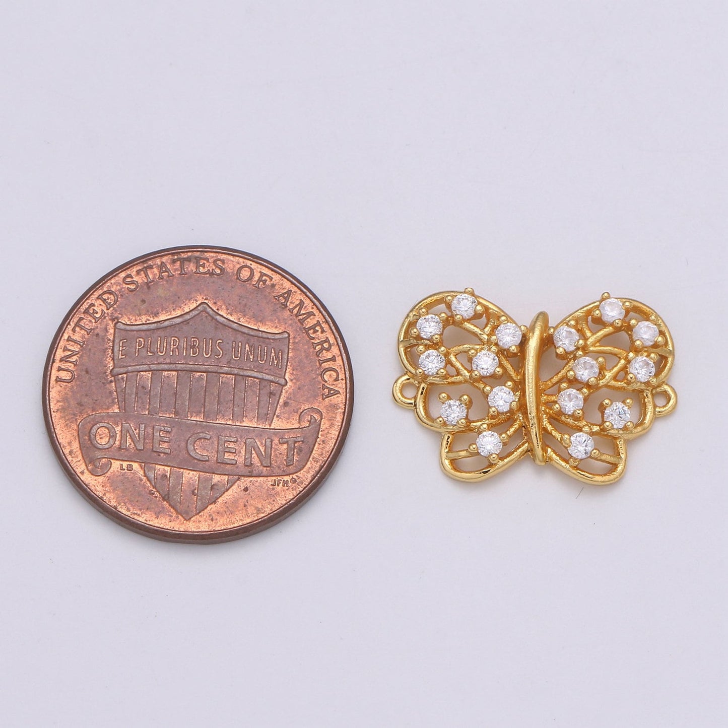 24K Gold Butterfly Connector - Dainty Link Connector- Cubic Mariposa Charm Connector- for Necklace Bracelet Component, COGF-626