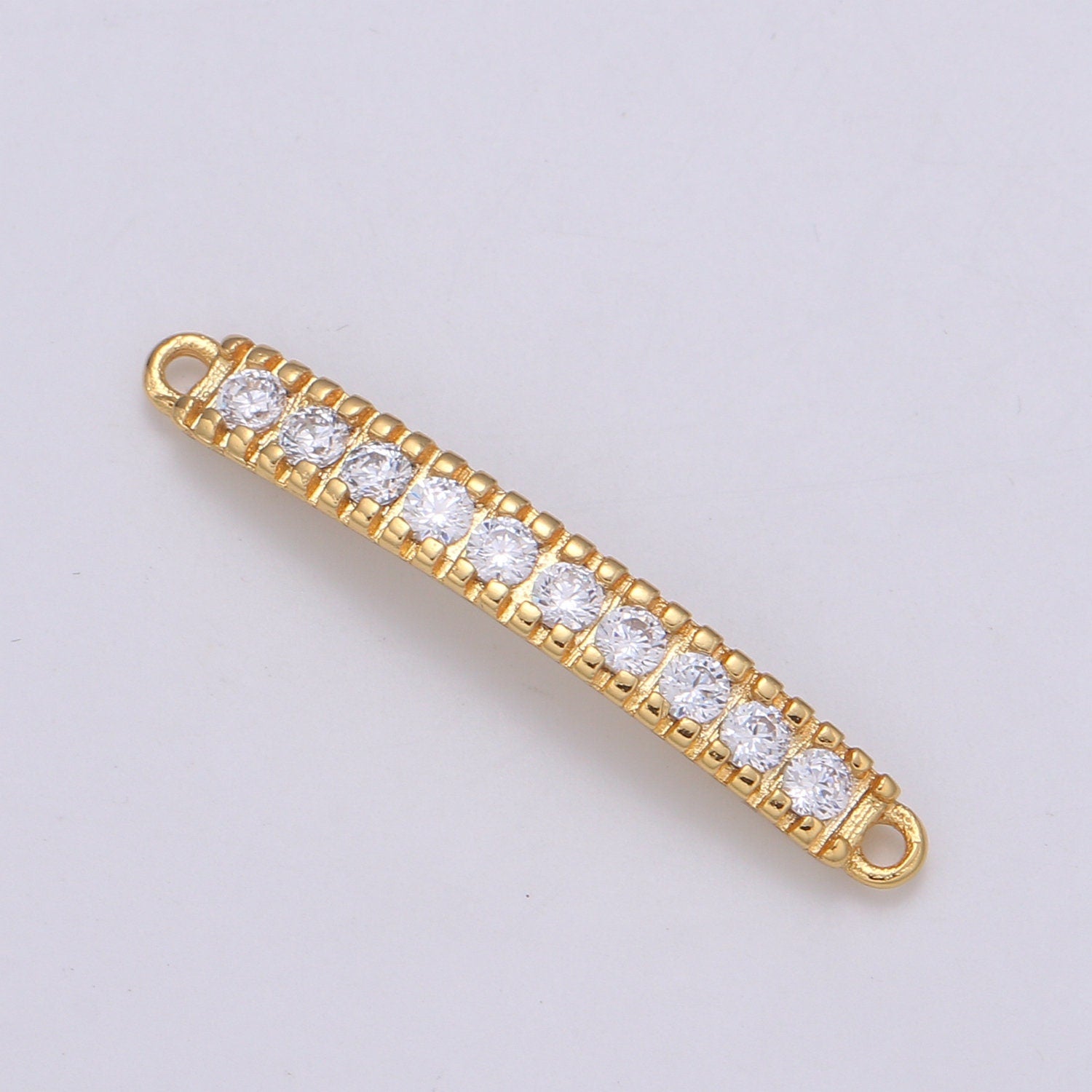 24K Gold CZ paved Connectors, Charm Cubic Micro paved, Rows of Diamond CZ Jewelry Craft Supply,DIYBracelet & neckalace, COGF-623