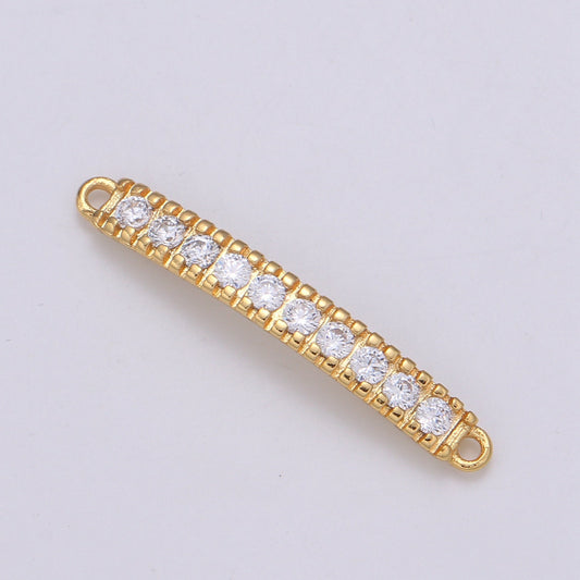 24K Gold CZ paved Connectors, Charm Cubic Micro paved, Rows of Diamond CZ Jewelry Craft Supply,DIYBracelet & neckalace, COGF-623