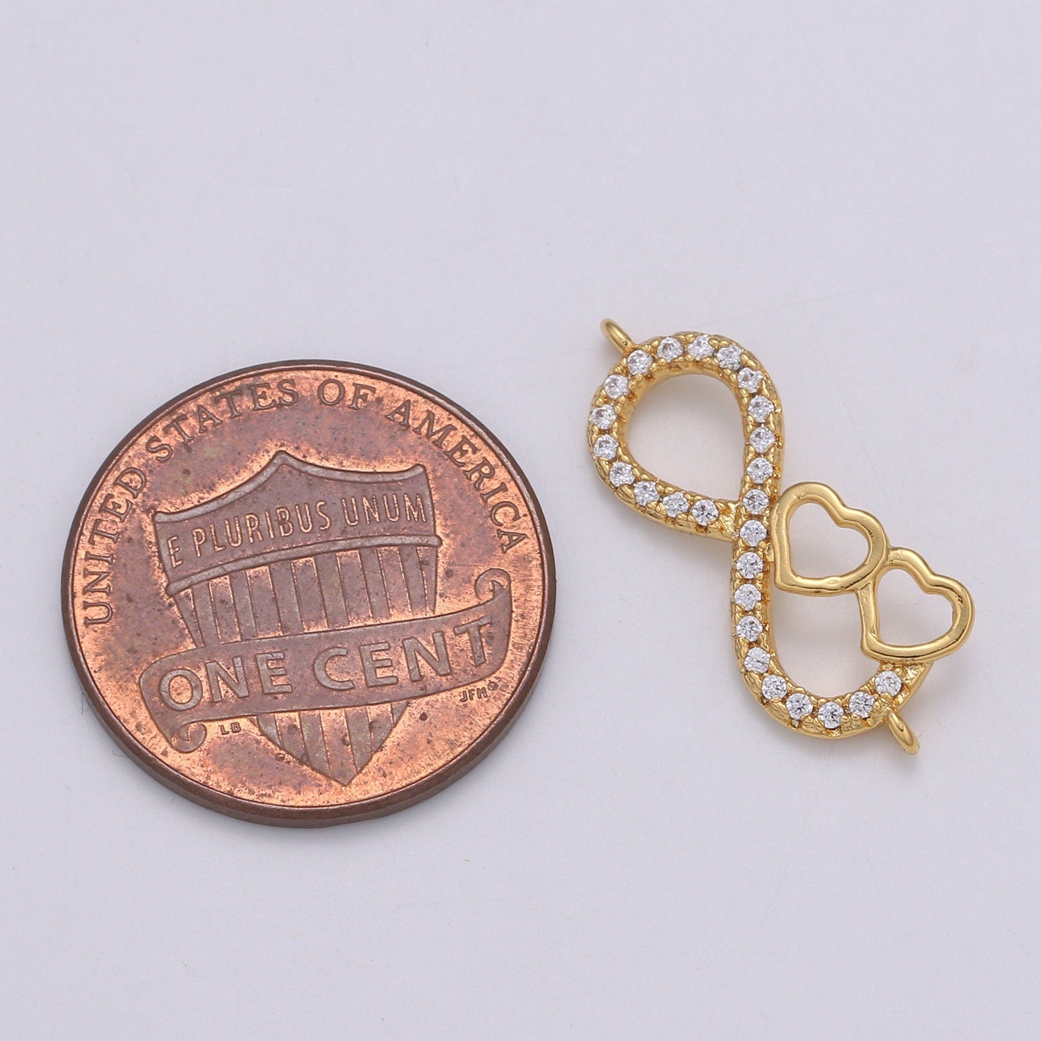 1pc 24k Infinity Love Gold Clear Micro Pave CZ Charm Connector Micro Pave CZ Bow Bracelet Connector For Bracelet Necklace, COGF-628