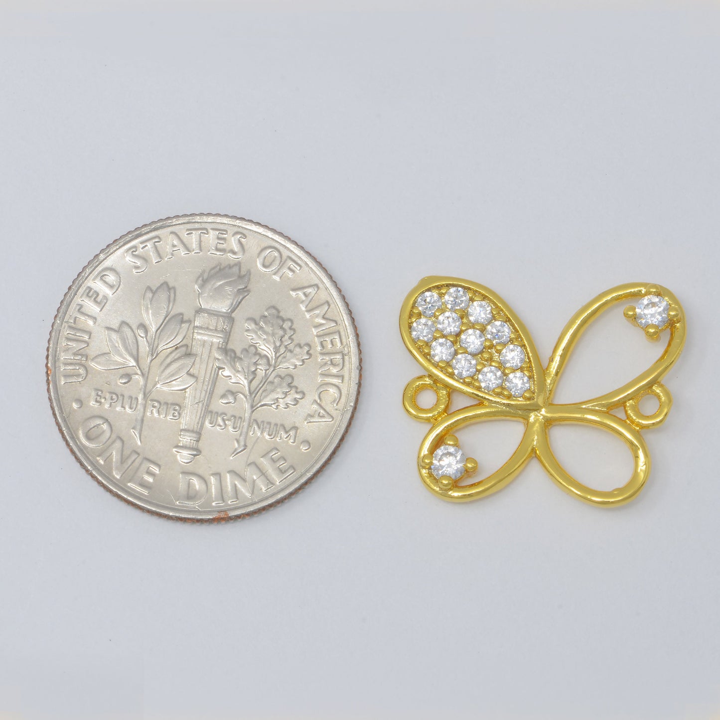 24K Gold Butterfly Connector - Dainty Link Connector- Cubic Mariposa Charm Connector- for Necklace Bracelet Component, COGF-627