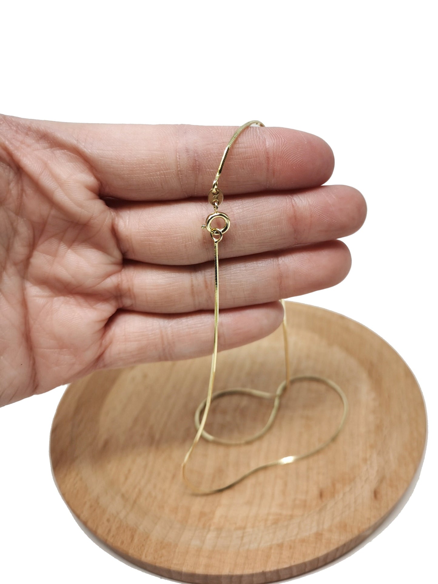 1pc 16.0''+ 2" extender Ready to Use 14K Gold Plated Cocoon Necklace Chain, Layer Snake Chain Dainty Necklace, For Pendant Charm Making, 940